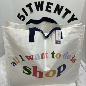 ALL I WANT IS SHOP WHITE REUSABLE SHOPPING BAG